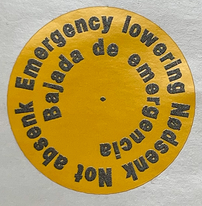 Label Emergency Lowering P/Qr | N0210307