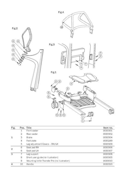 Molift Transfer Pro Replacement Parts
